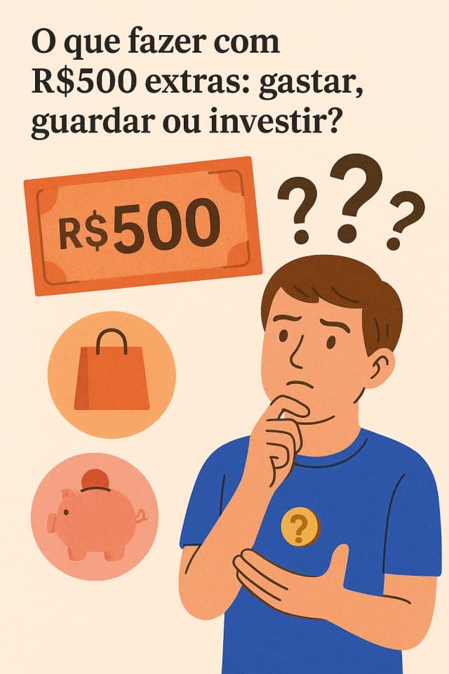 O que fazer com R$500 extras: gastar, guardar ou investir?